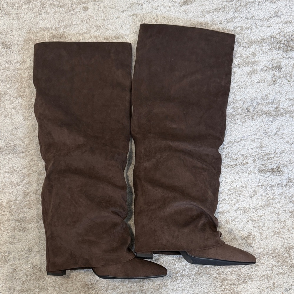 Brown Suede Women's Knee-High Boots
